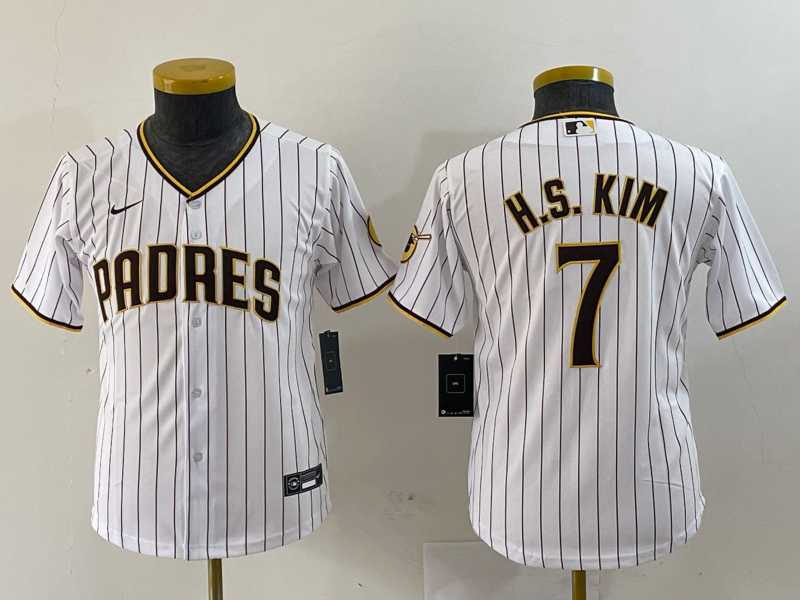 Youth San Diego Padres #7 Ha Seong Kim White Stitched Cool Base Nike Jersey